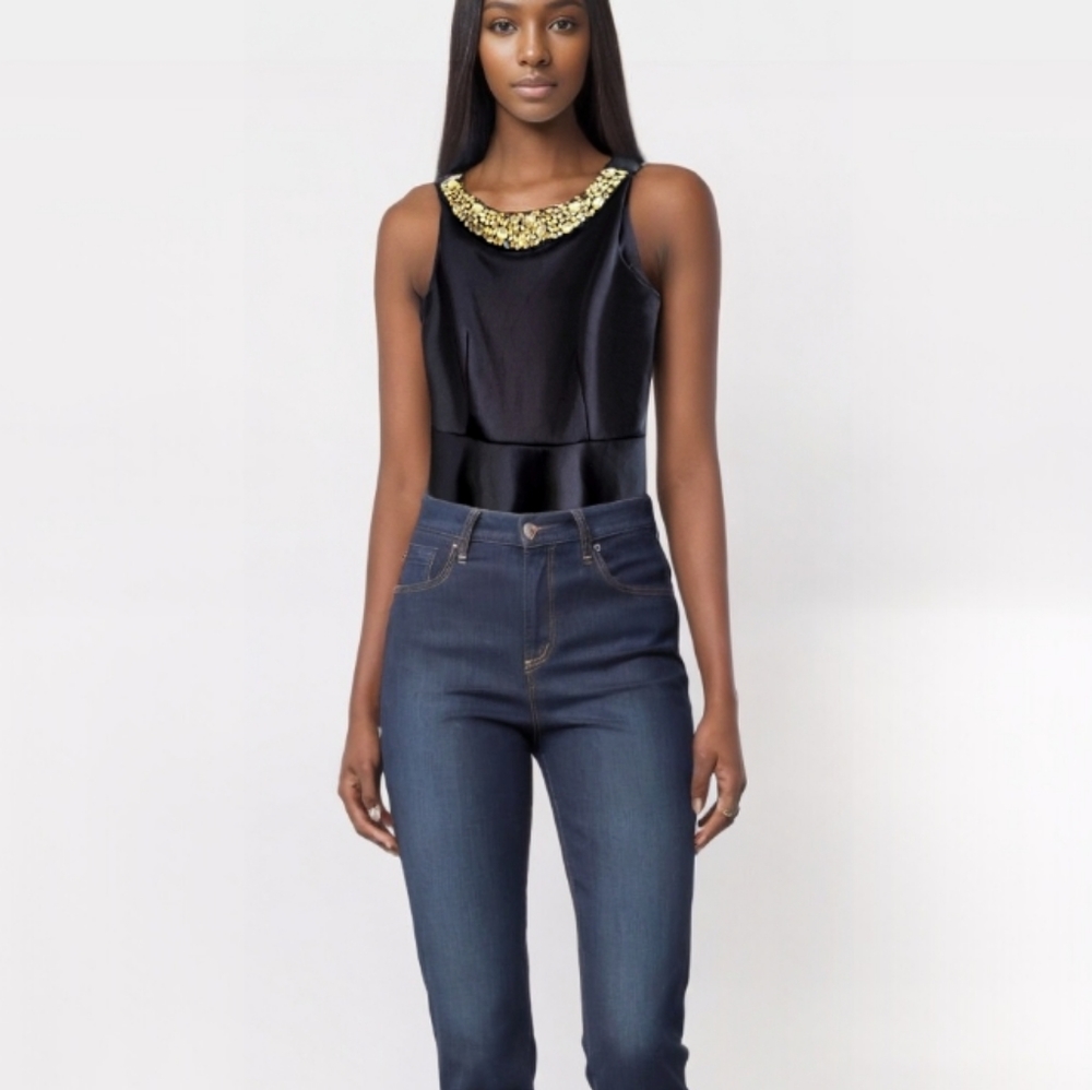 Bisou Bisou Michele Bohbot Embellished Peplum Top
